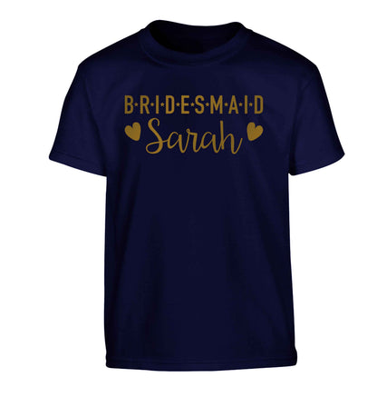 Personalised bridesmaid Children's navy Tshirt 12-13 Years