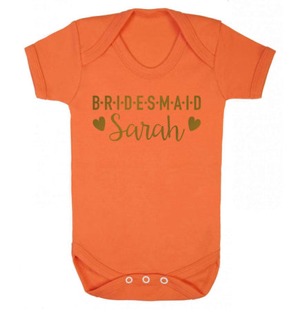 Personalised bridesmaid Baby Vest orange 18-24 months