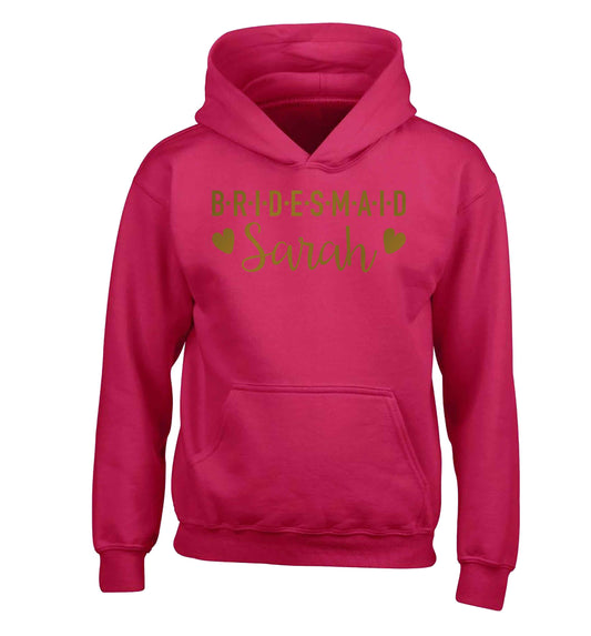 Personalised bridesmaid children's pink hoodie 12-13 Years