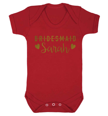 Personalised bridesmaid Baby Vest red 18-24 months