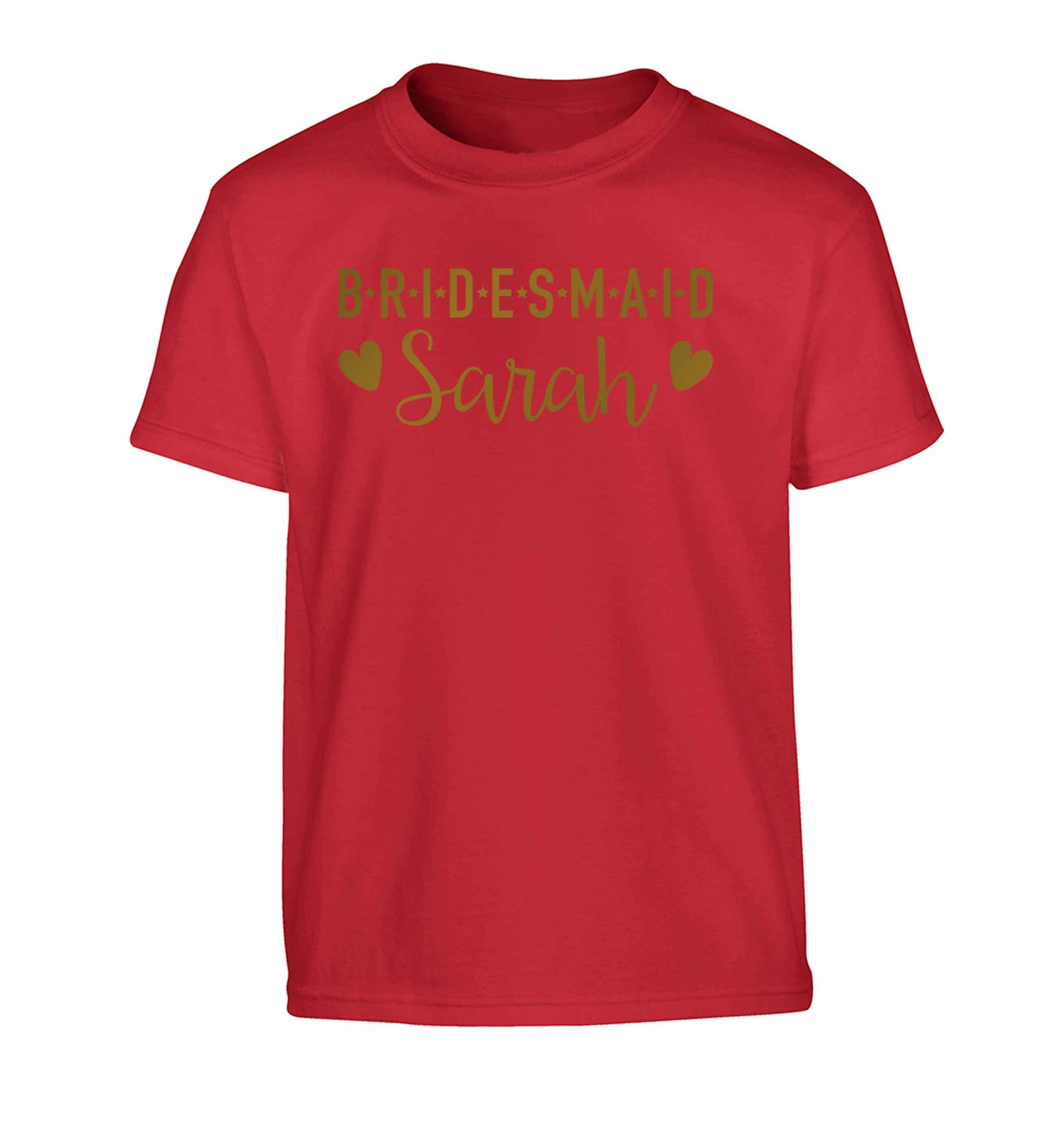 Personalised bridesmaid Children's red Tshirt 12-13 Years