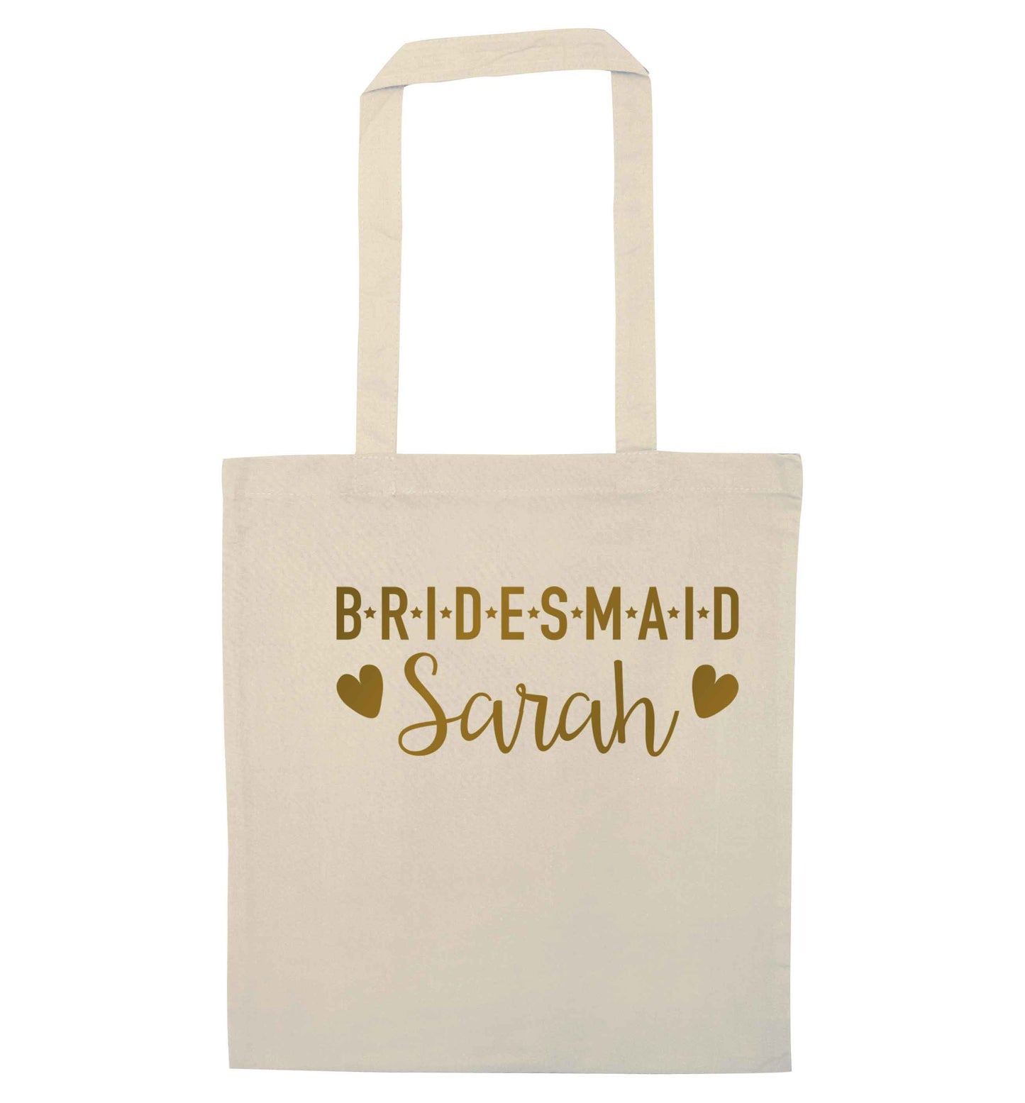 Personalised bridesmaid natural tote bag