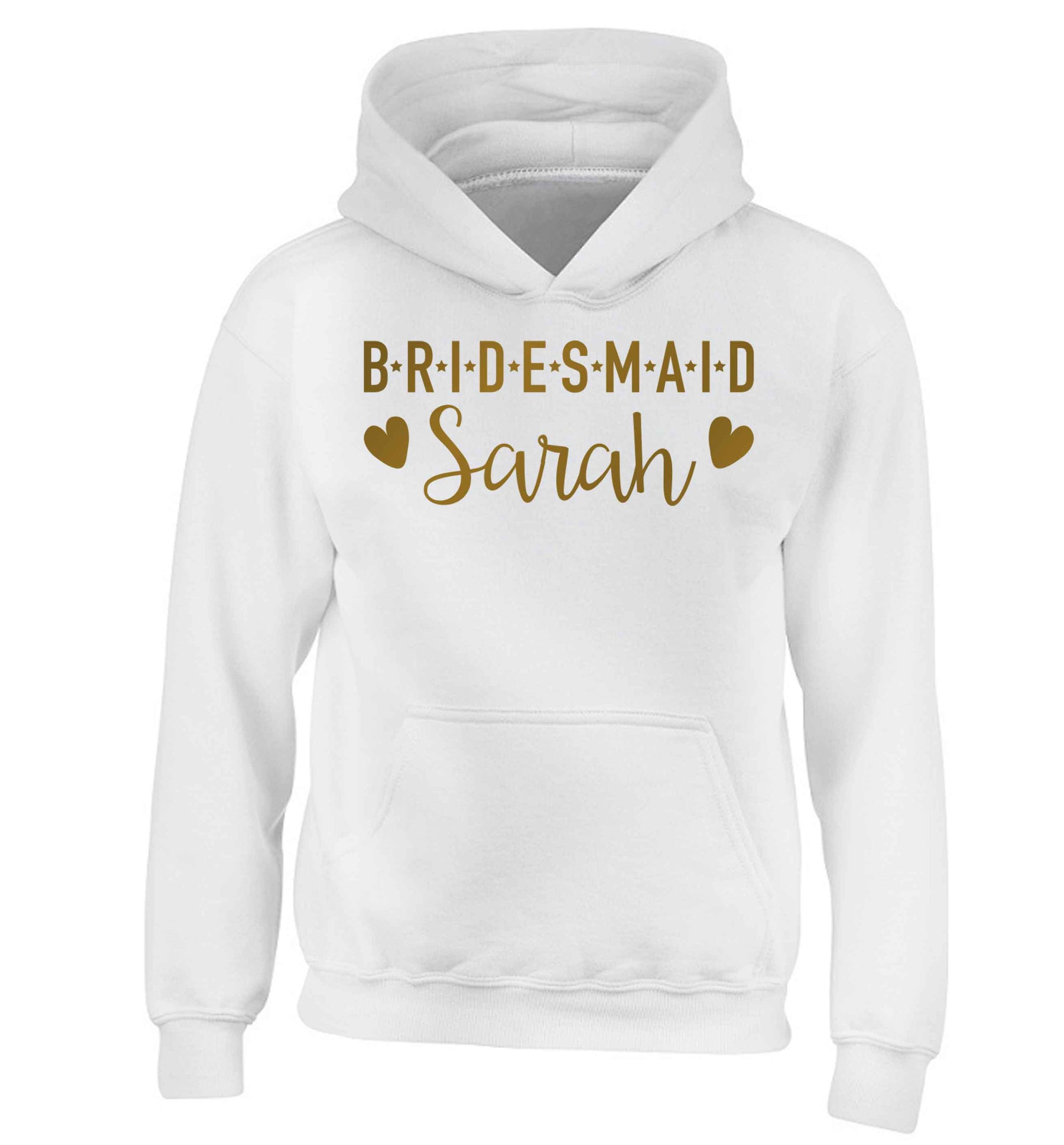 Personalised bridesmaid children's white hoodie 12-13 Years