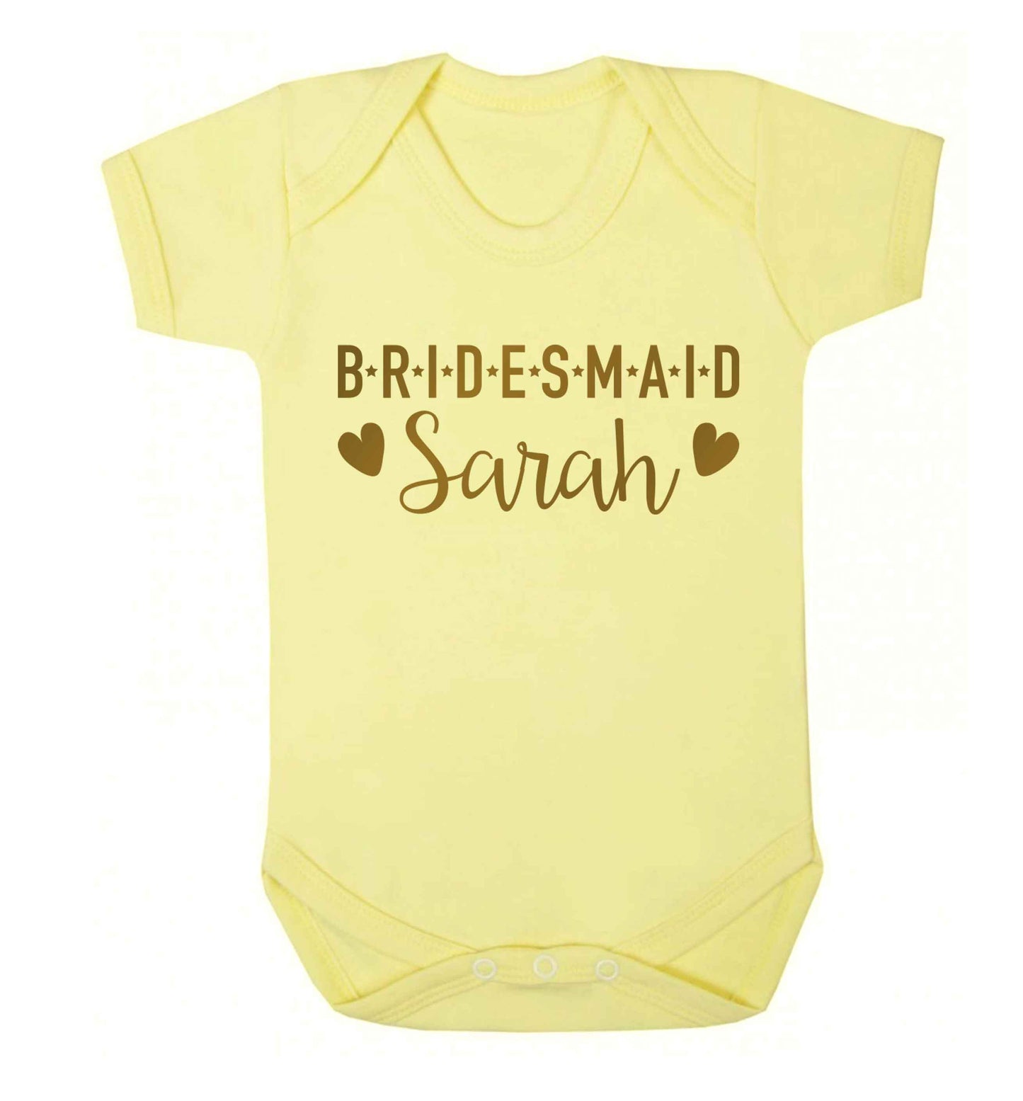 Personalised bridesmaid Baby Vest pale yellow 18-24 months