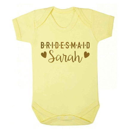 Personalised bridesmaid Baby Vest pale yellow 18-24 months