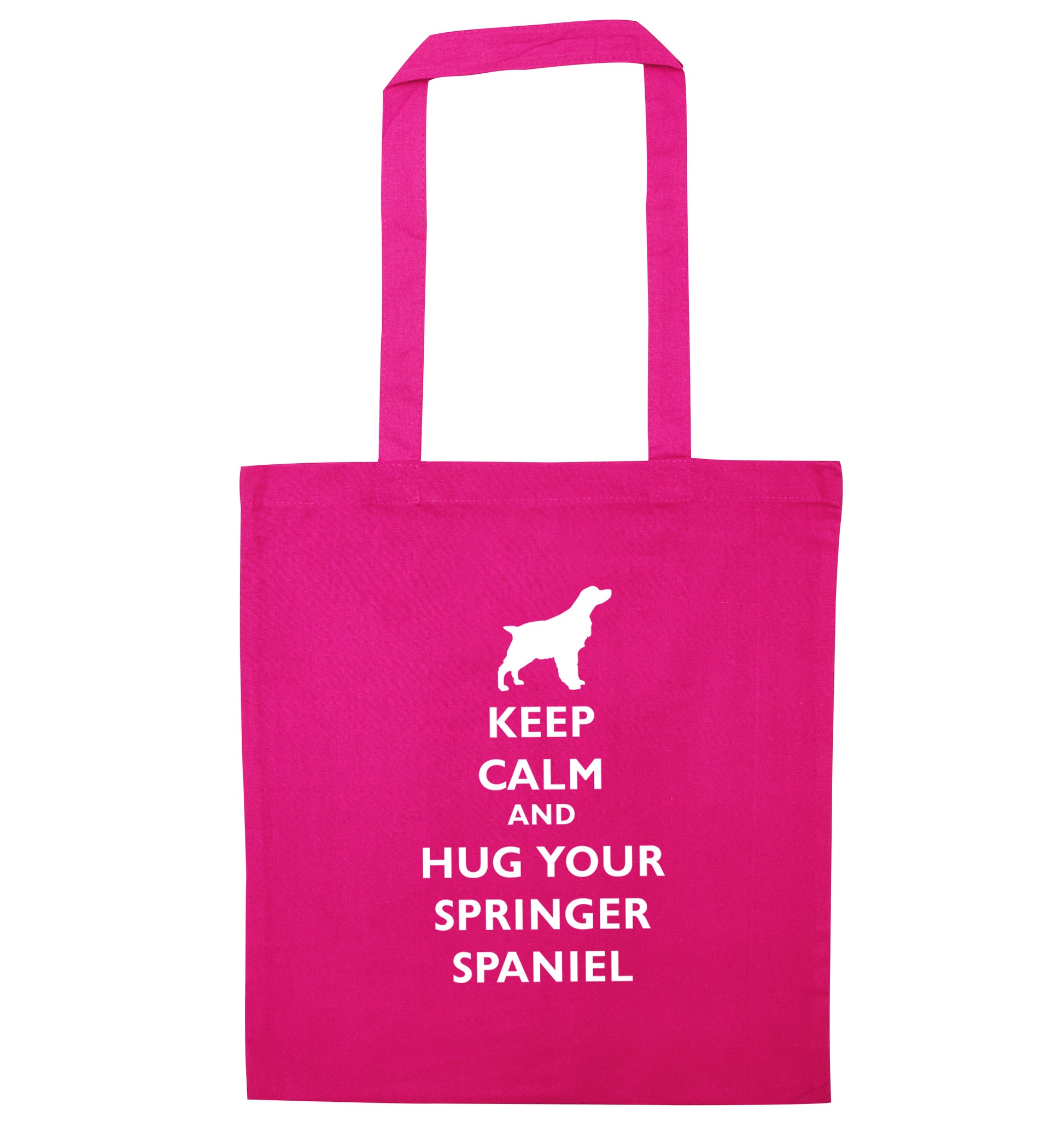 Keep calm and hug your springer spaniel pink tote bag
