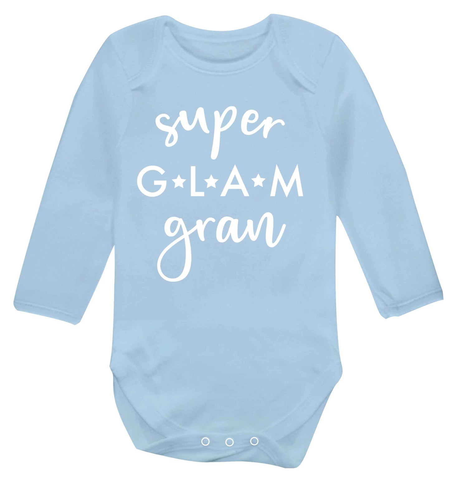 Super glam gran Baby Vest long sleeved pale blue 6-12 months