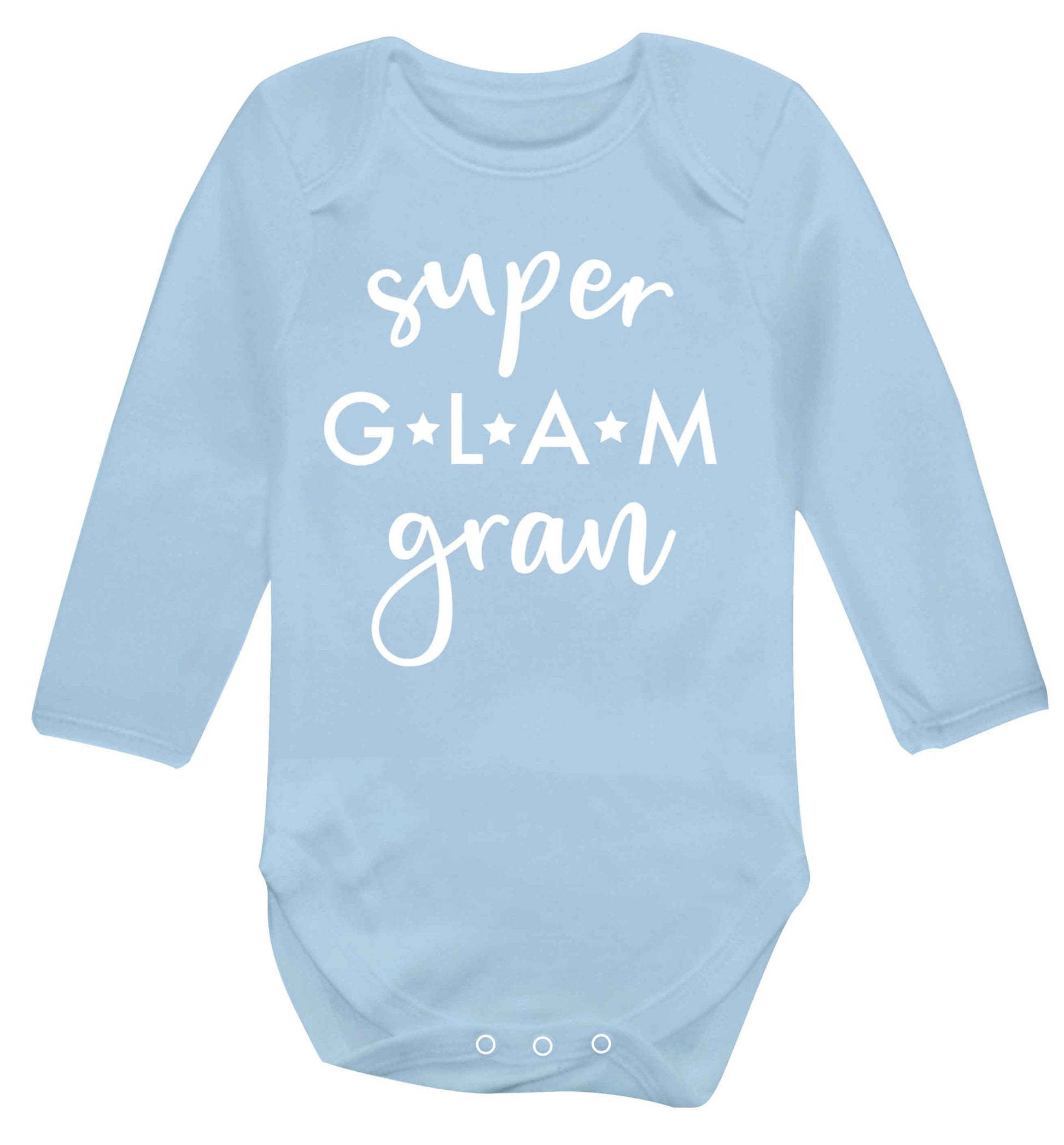 Super glam gran Baby Vest long sleeved pale blue 6-12 months