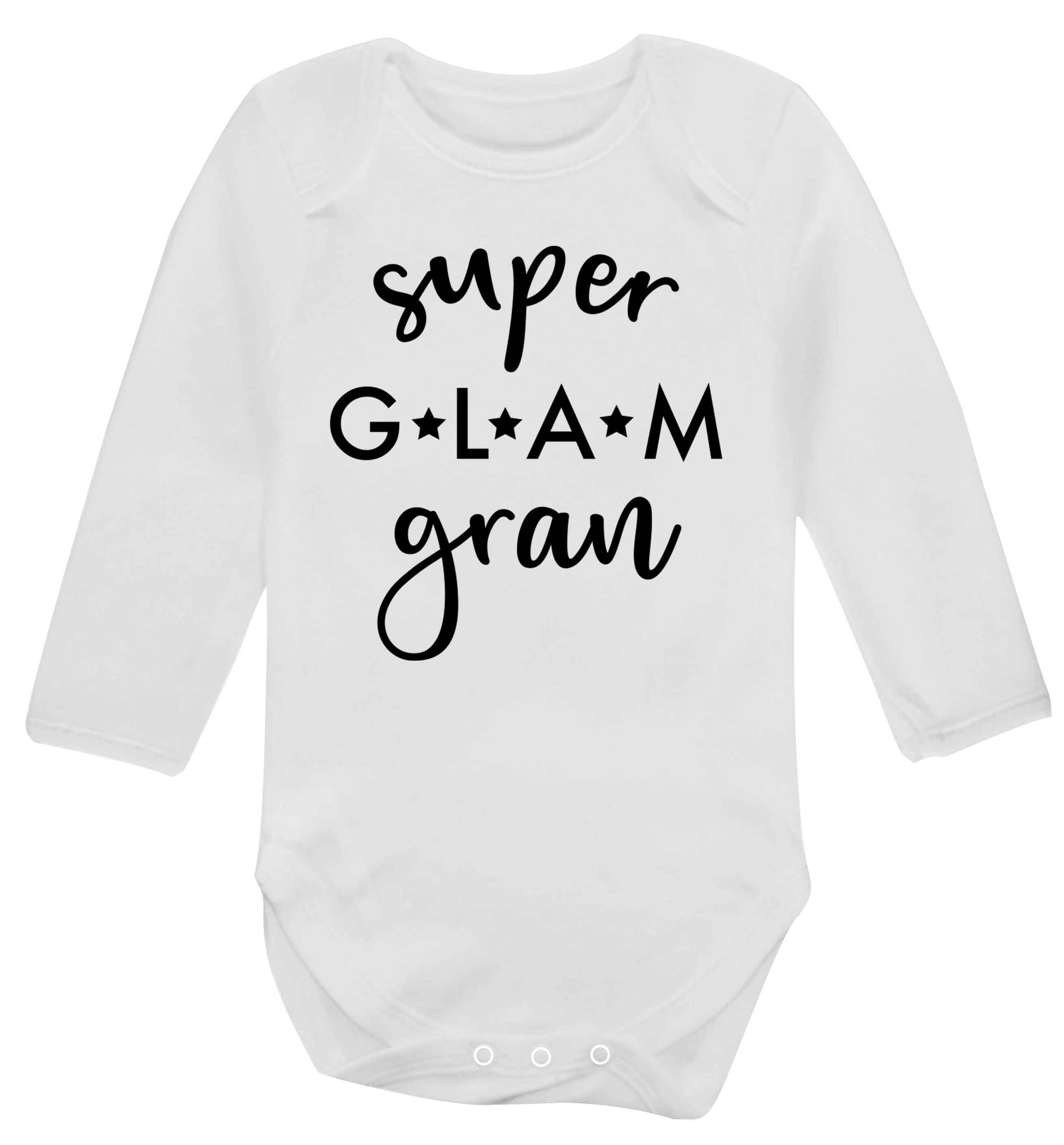 Super glam gran Baby Vest long sleeved white 6-12 months