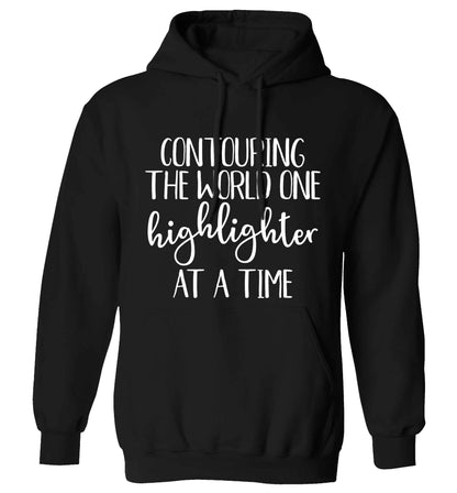 Contouring the world on highlighter at a time adults unisex black hoodie 2XL