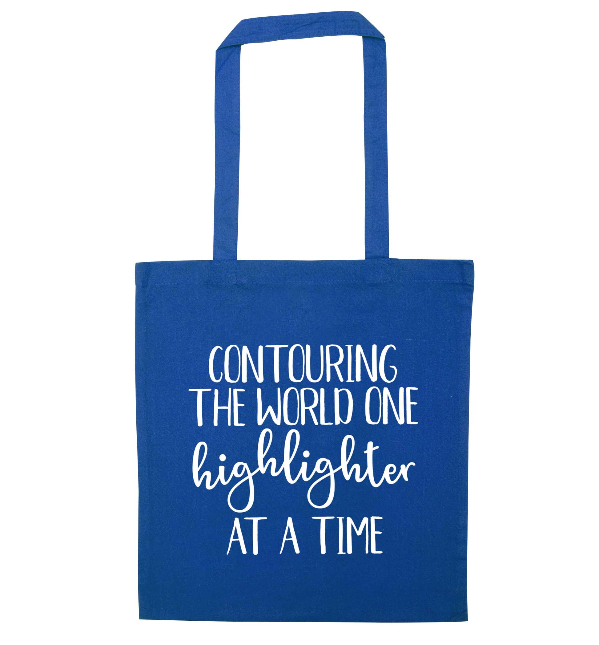 Contouring the world on highlighter at a time blue tote bag