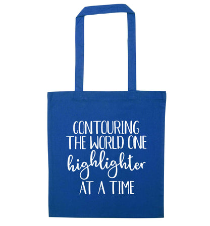Contouring the world on highlighter at a time blue tote bag