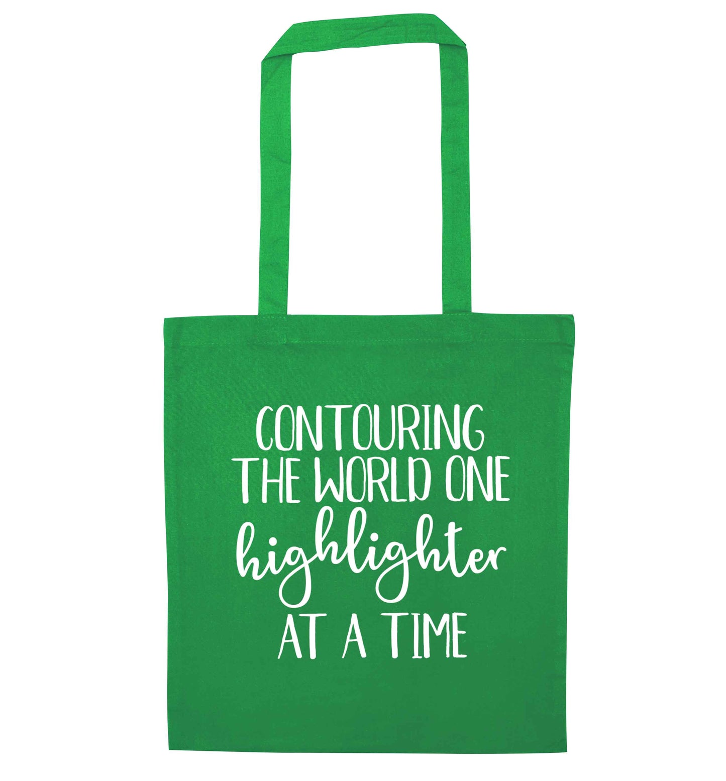Contouring the world on highlighter at a time green tote bag