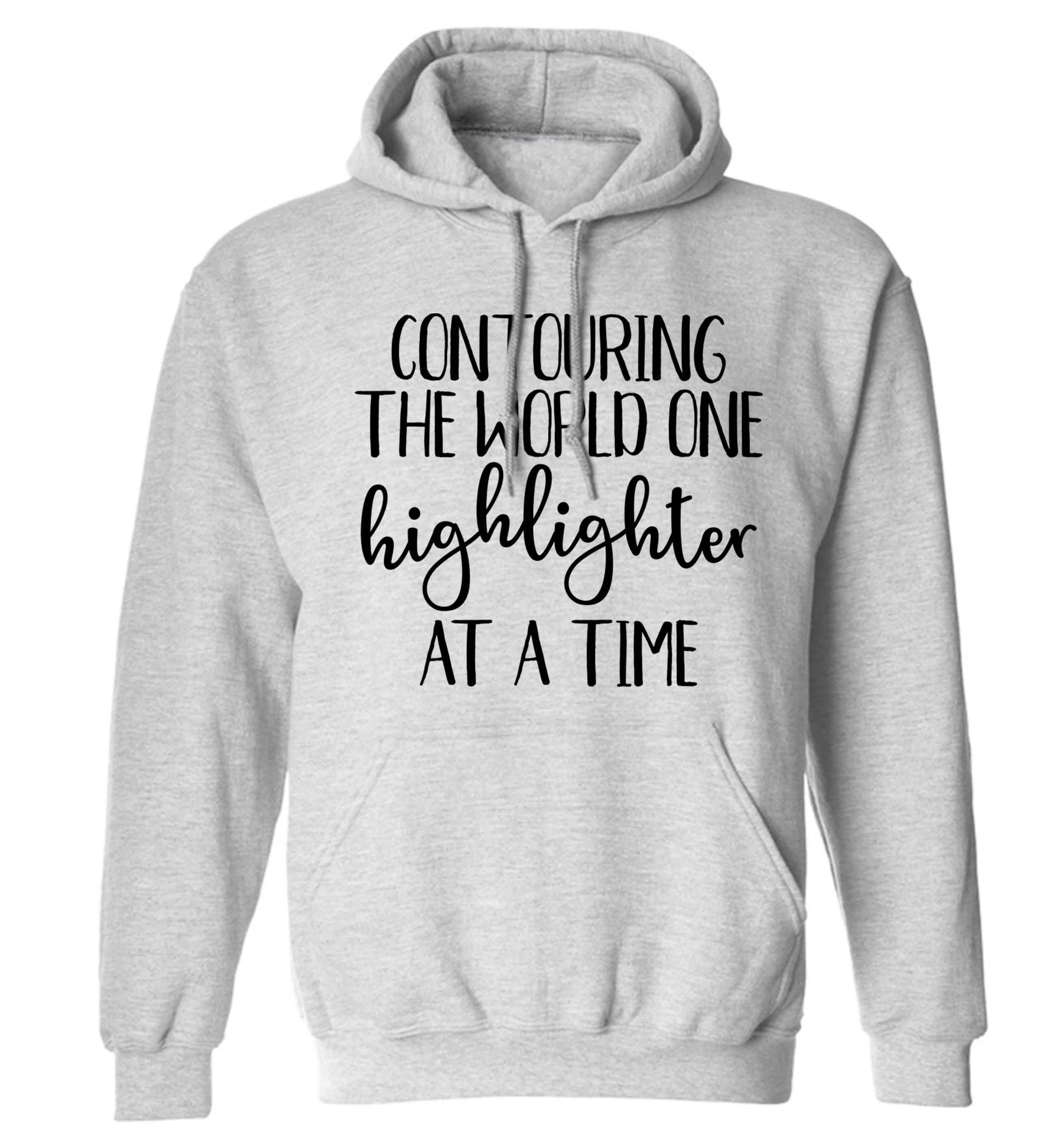Contouring the world on highlighter at a time adults unisex grey hoodie 2XL