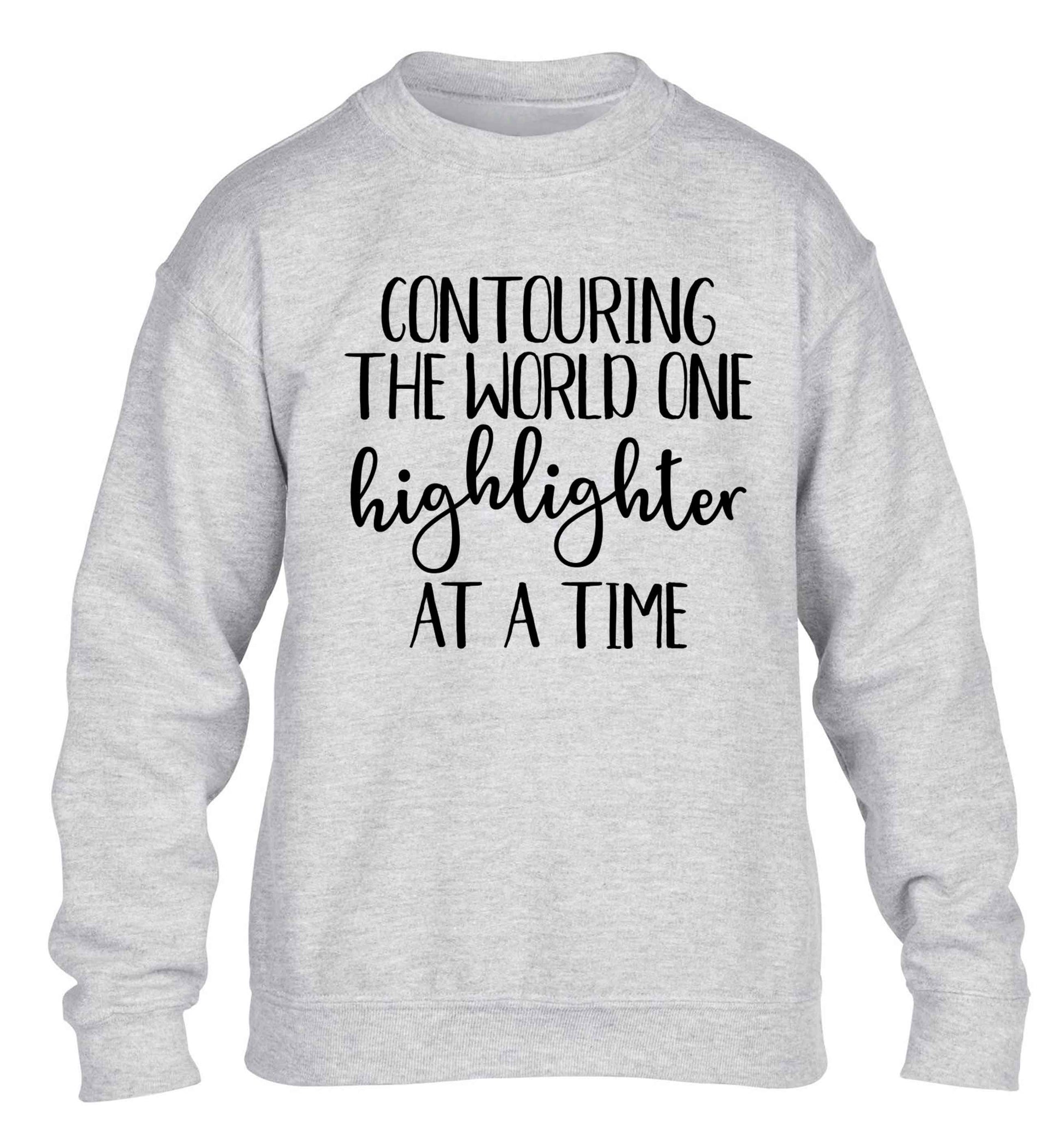 Contouring the world on highlighter at a time children's grey sweater 12-13 Years
