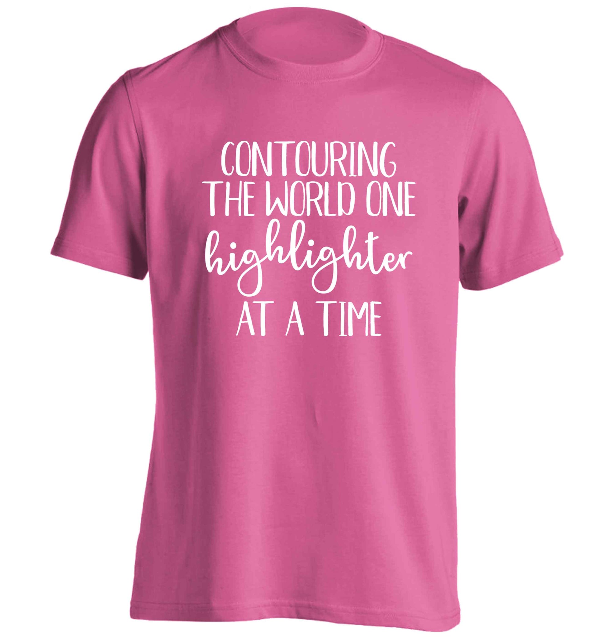Contouring the world on highlighter at a time adults unisex pink Tshirt 2XL