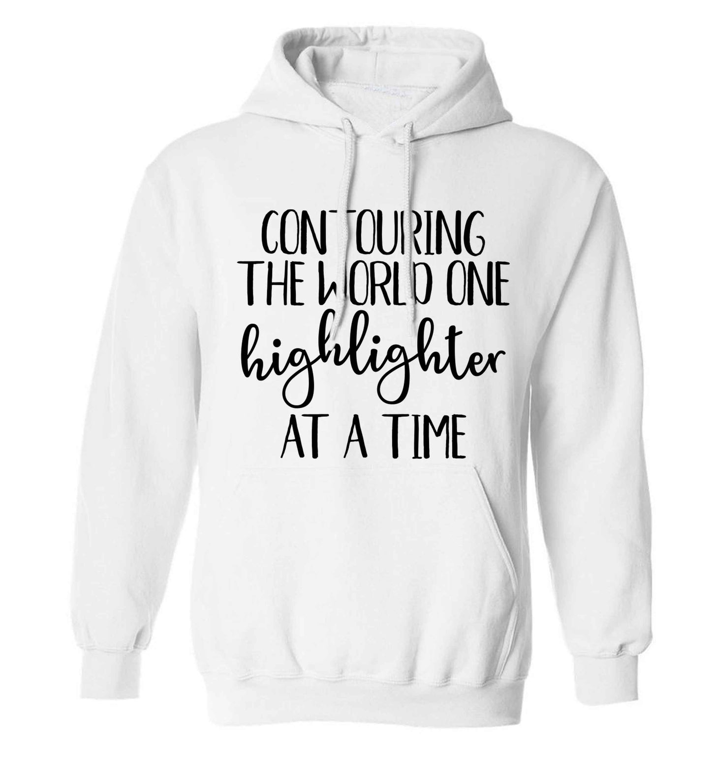 Contouring the world on highlighter at a time adults unisex white hoodie 2XL