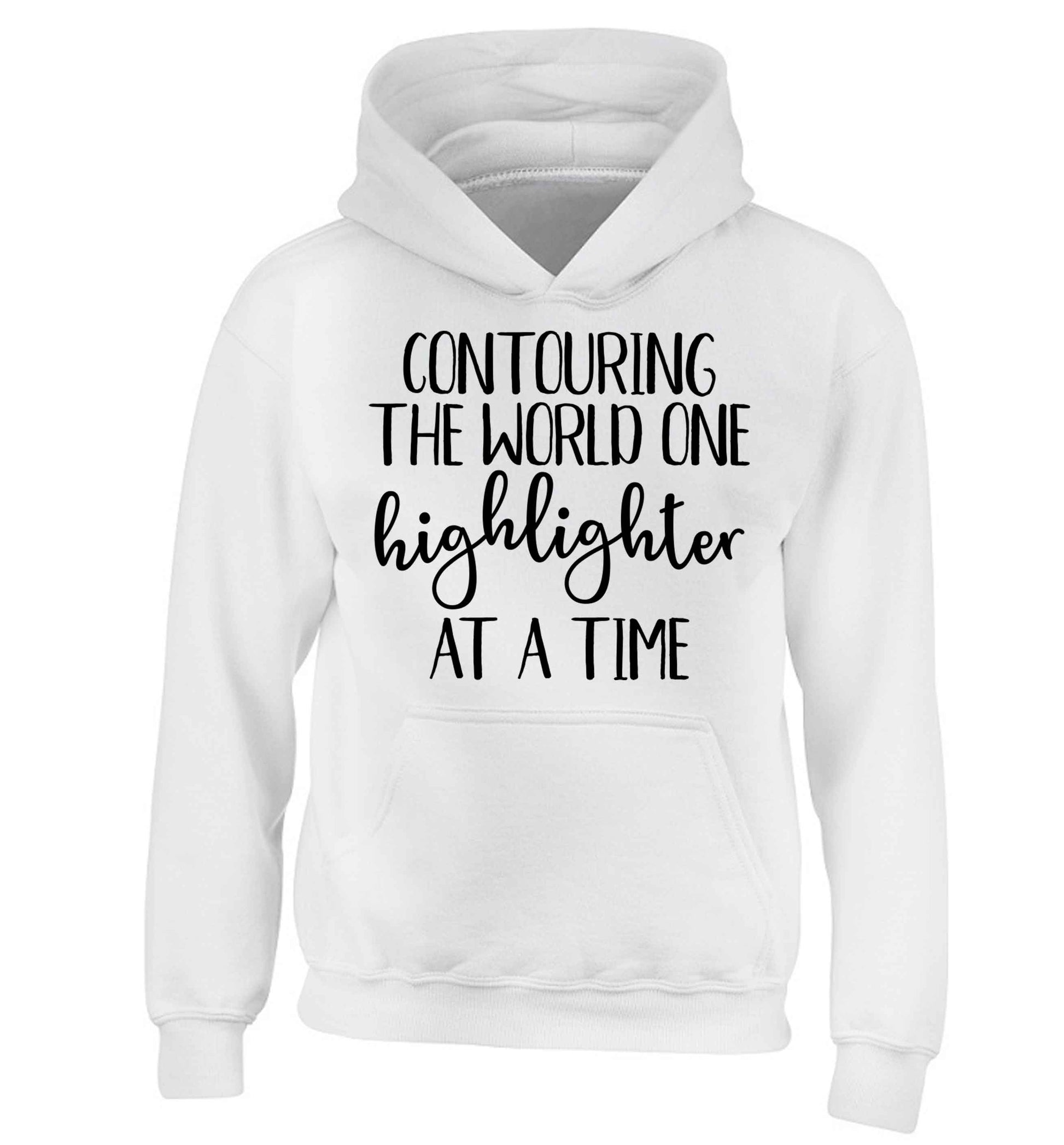 Contouring the world on highlighter at a time children's white hoodie 12-13 Years