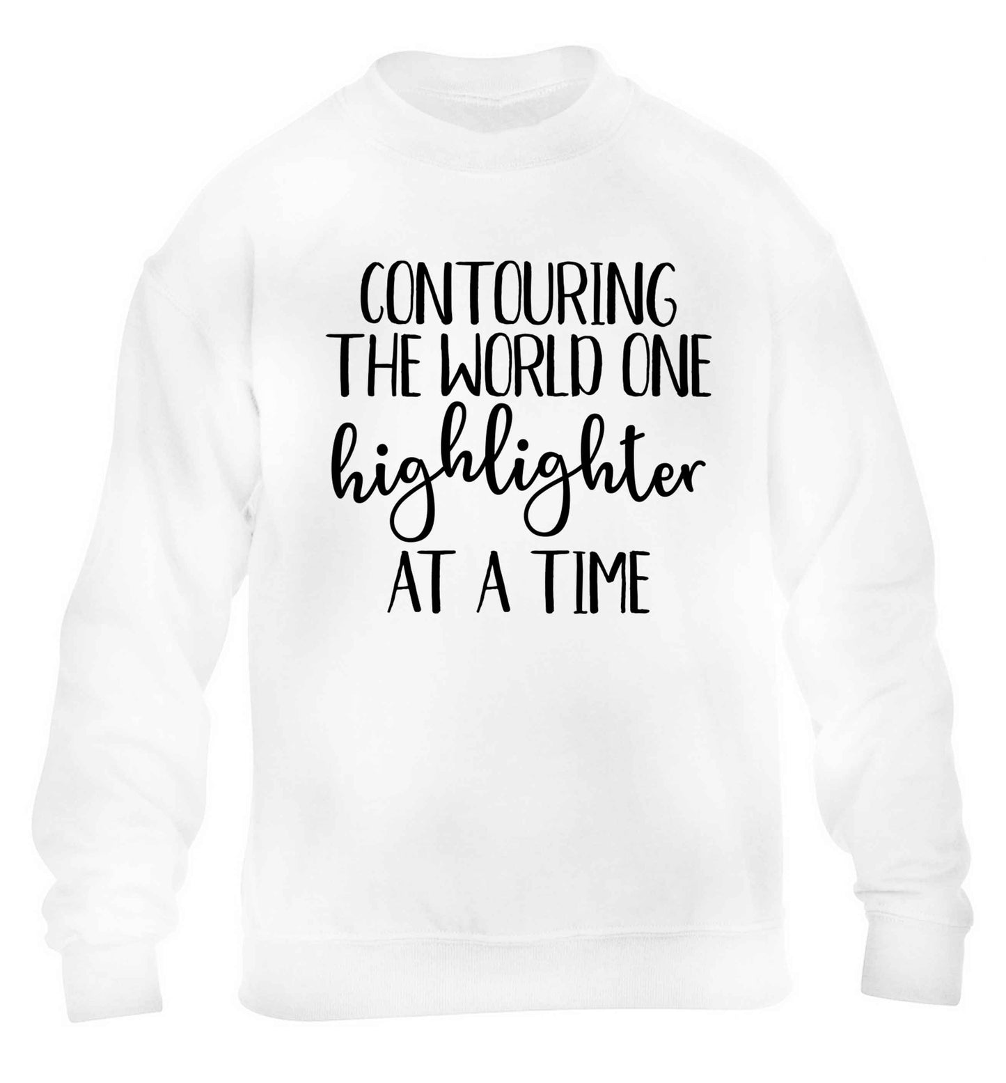 Contouring the world on highlighter at a time children's white sweater 12-13 Years