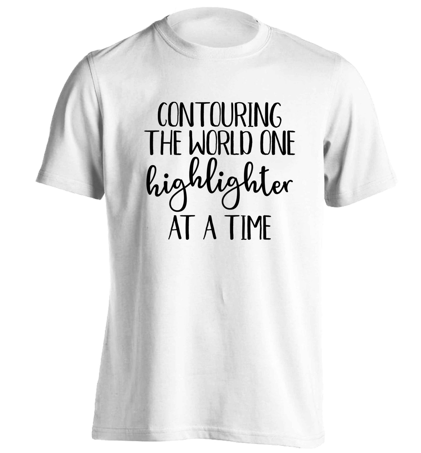 Contouring the world on highlighter at a time adults unisex white Tshirt 2XL