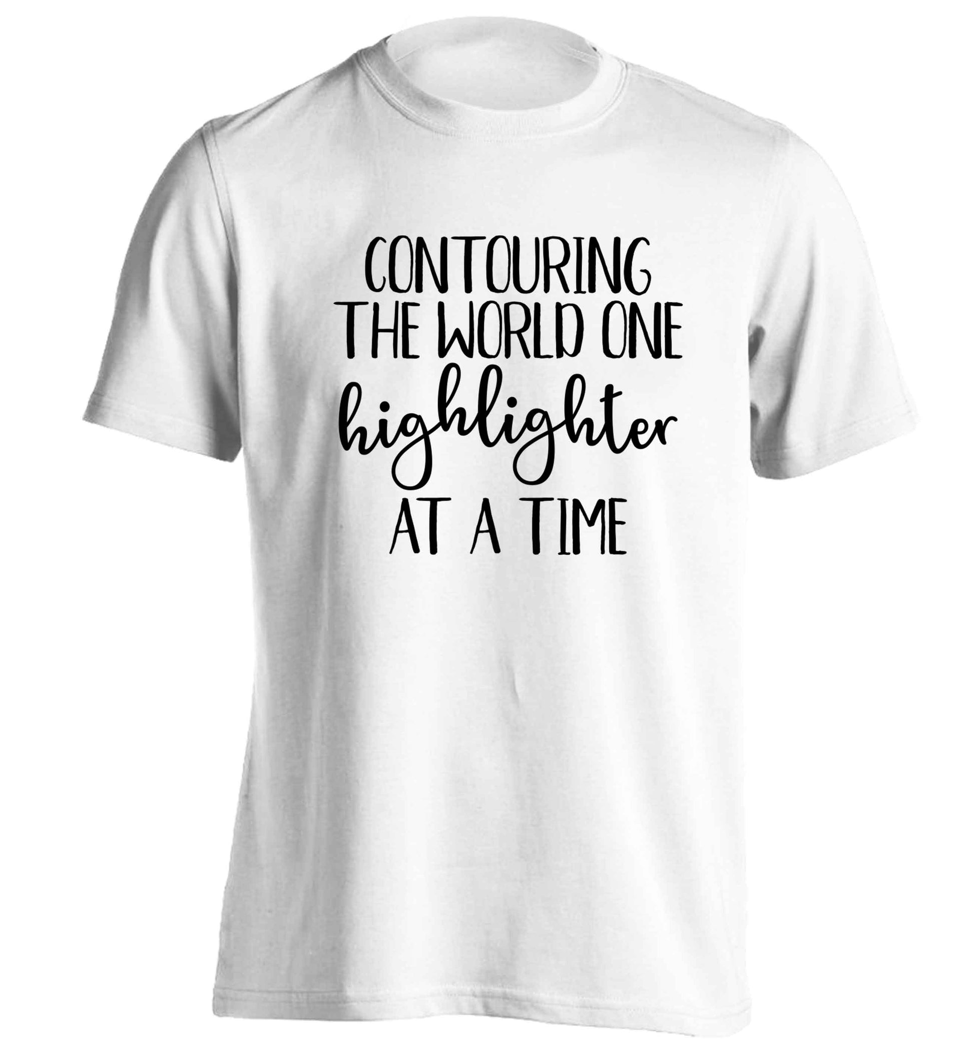 Contouring the world on highlighter at a time adults unisex white Tshirt 2XL