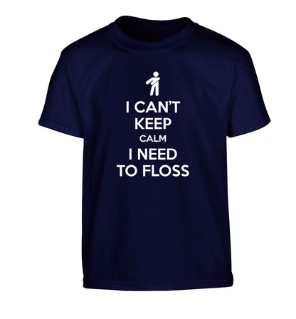 I can't keep calm I need to floss Children's navy Tshirt 12-13 Years