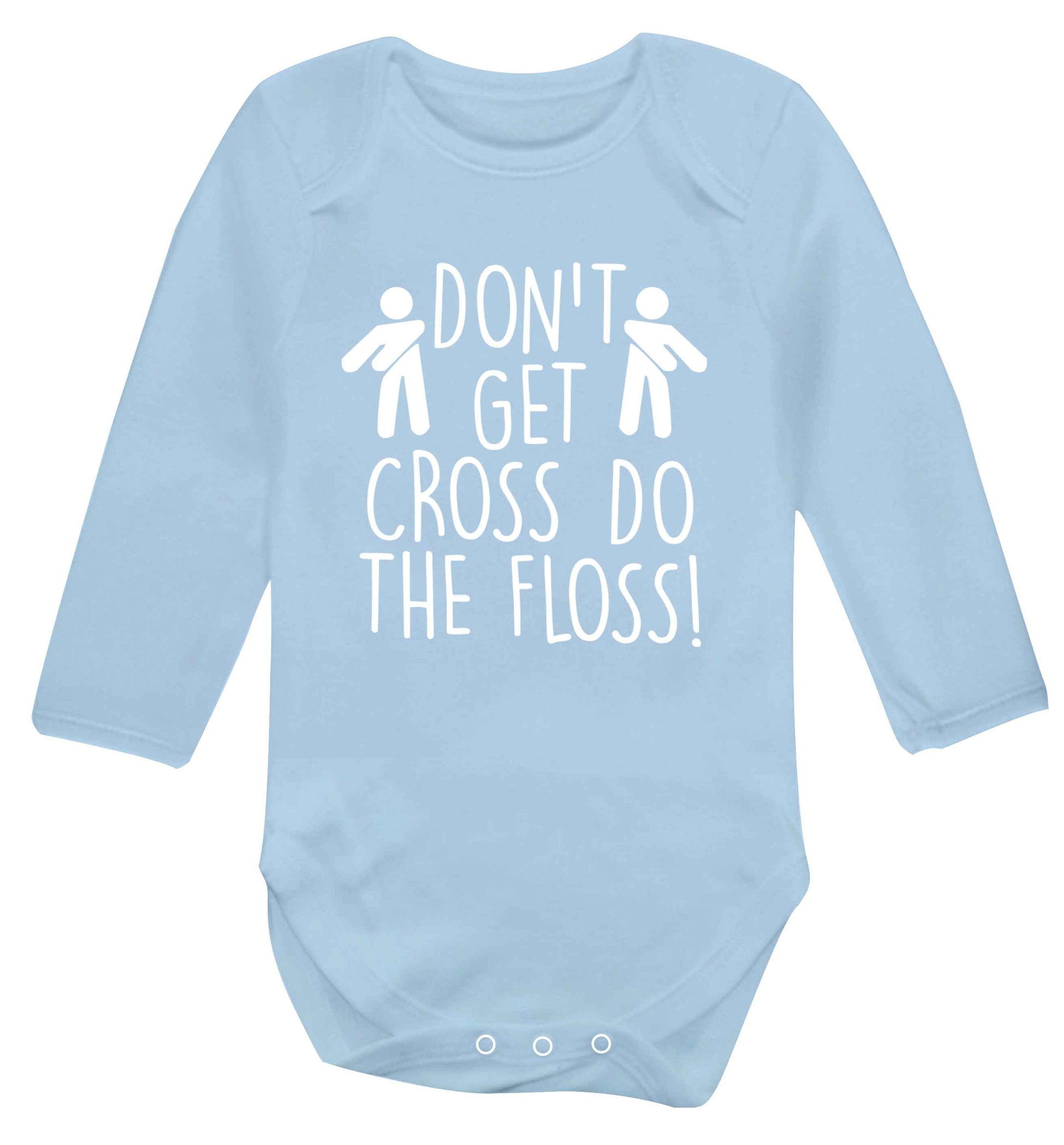 Don't get cross do the floss! Baby Vest long sleeved pale blue 6-12 months