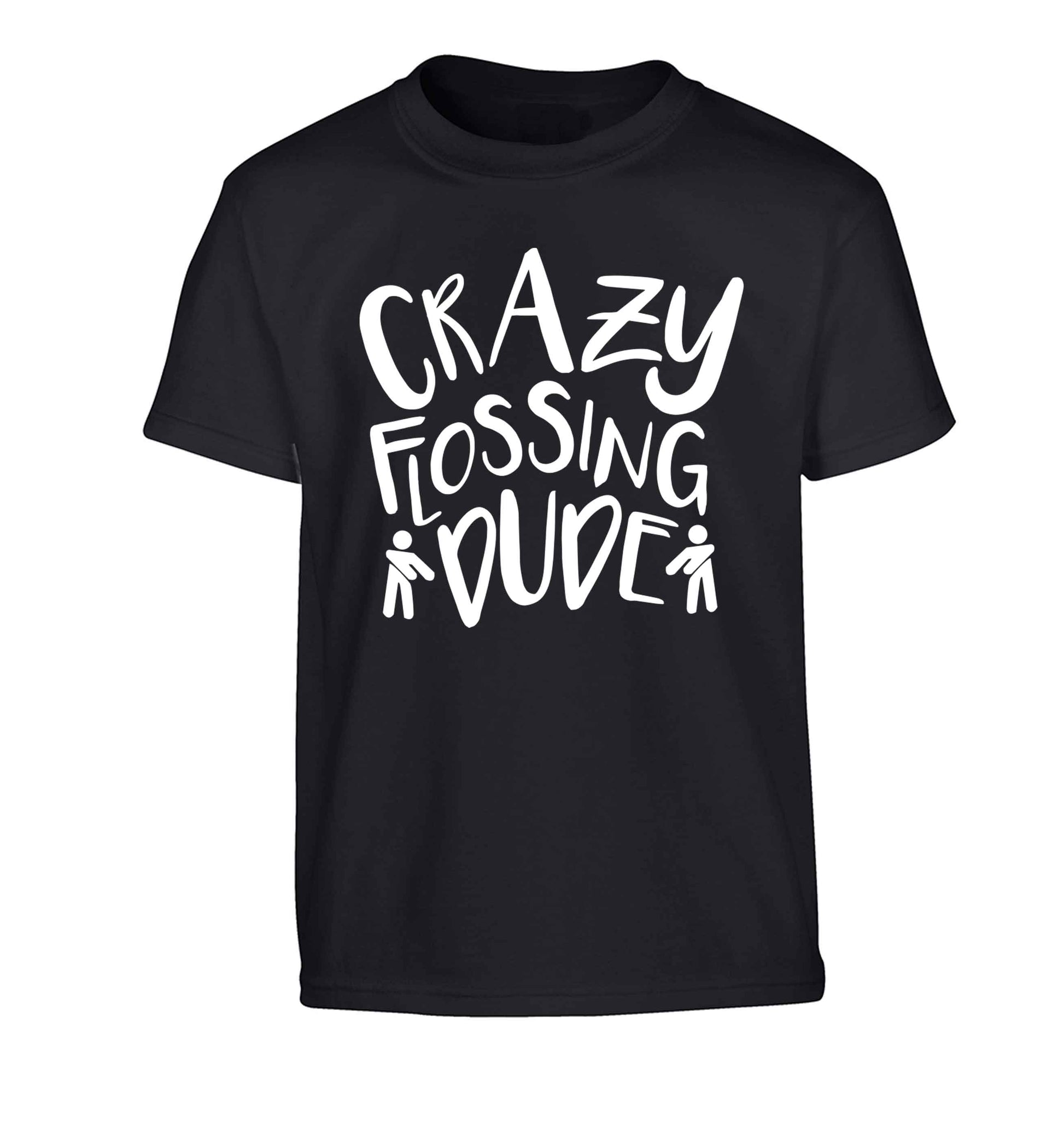 Crazy flossing dude Children's black Tshirt 12-13 Years