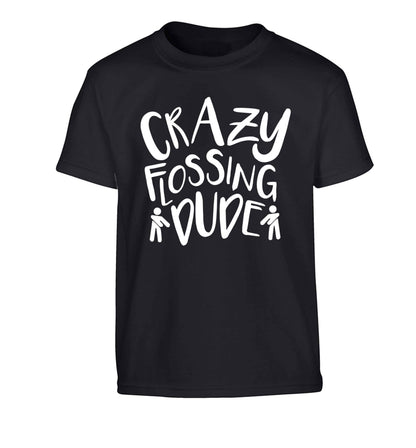 Crazy flossing dude Children's black Tshirt 12-13 Years