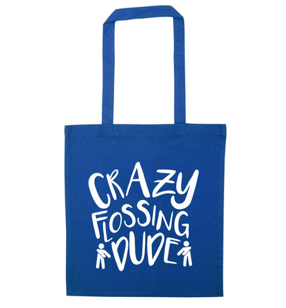 Crazy flossing dude blue tote bag