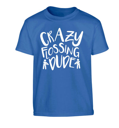 Crazy flossing dude Children's blue Tshirt 12-13 Years