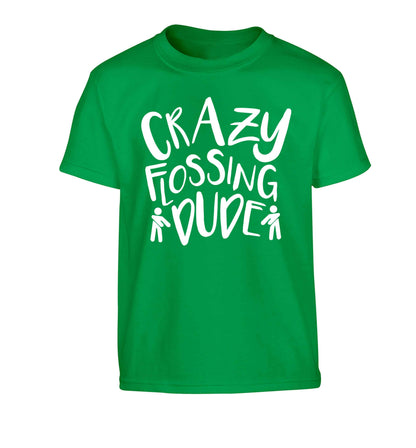 Crazy flossing dude Children's green Tshirt 12-13 Years
