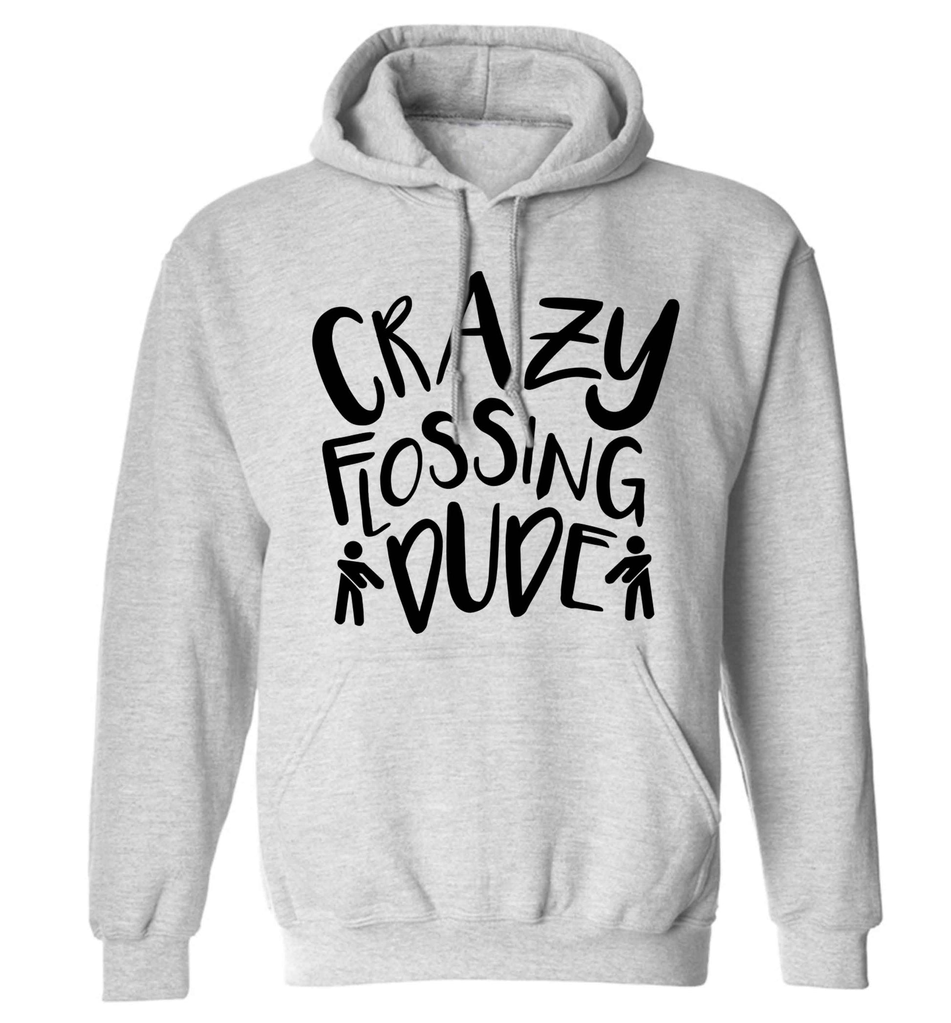Crazy flossing dude adults unisex grey hoodie 2XL