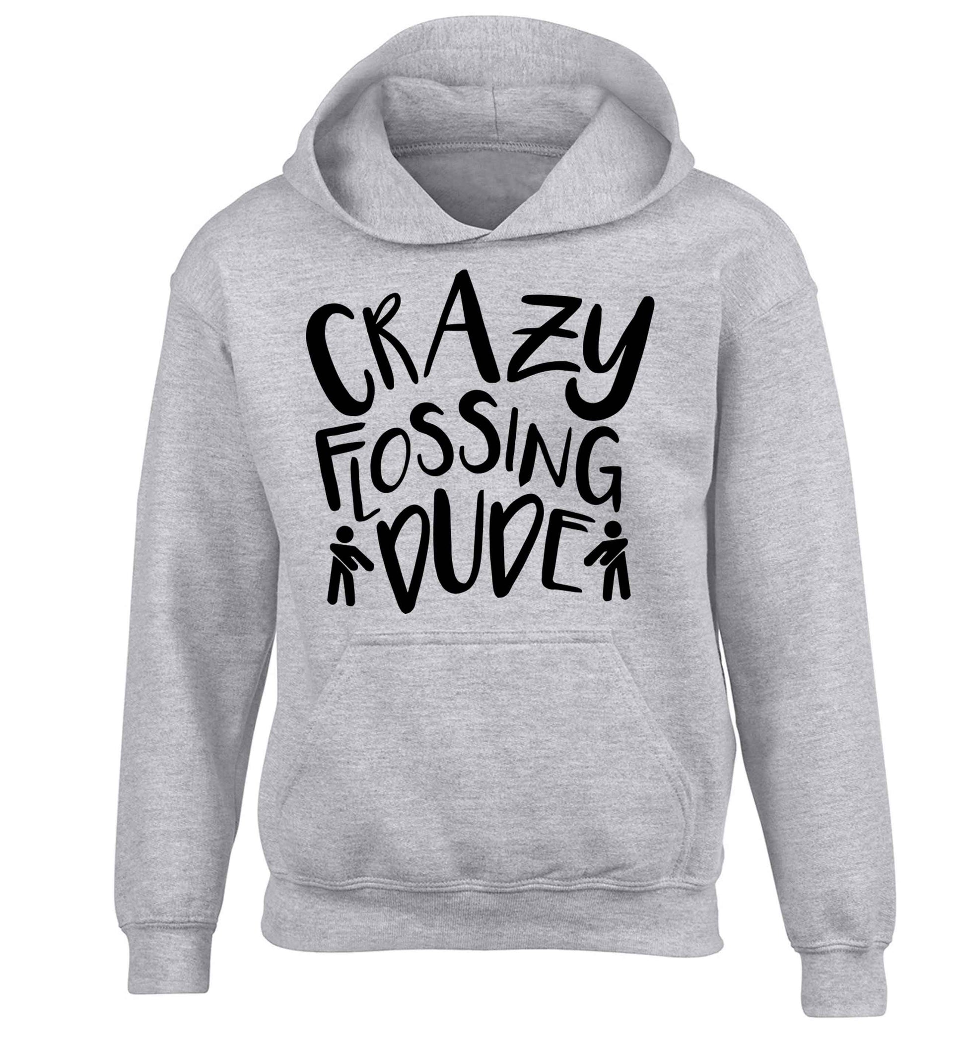 Crazy flossing dude children's grey hoodie 12-13 Years