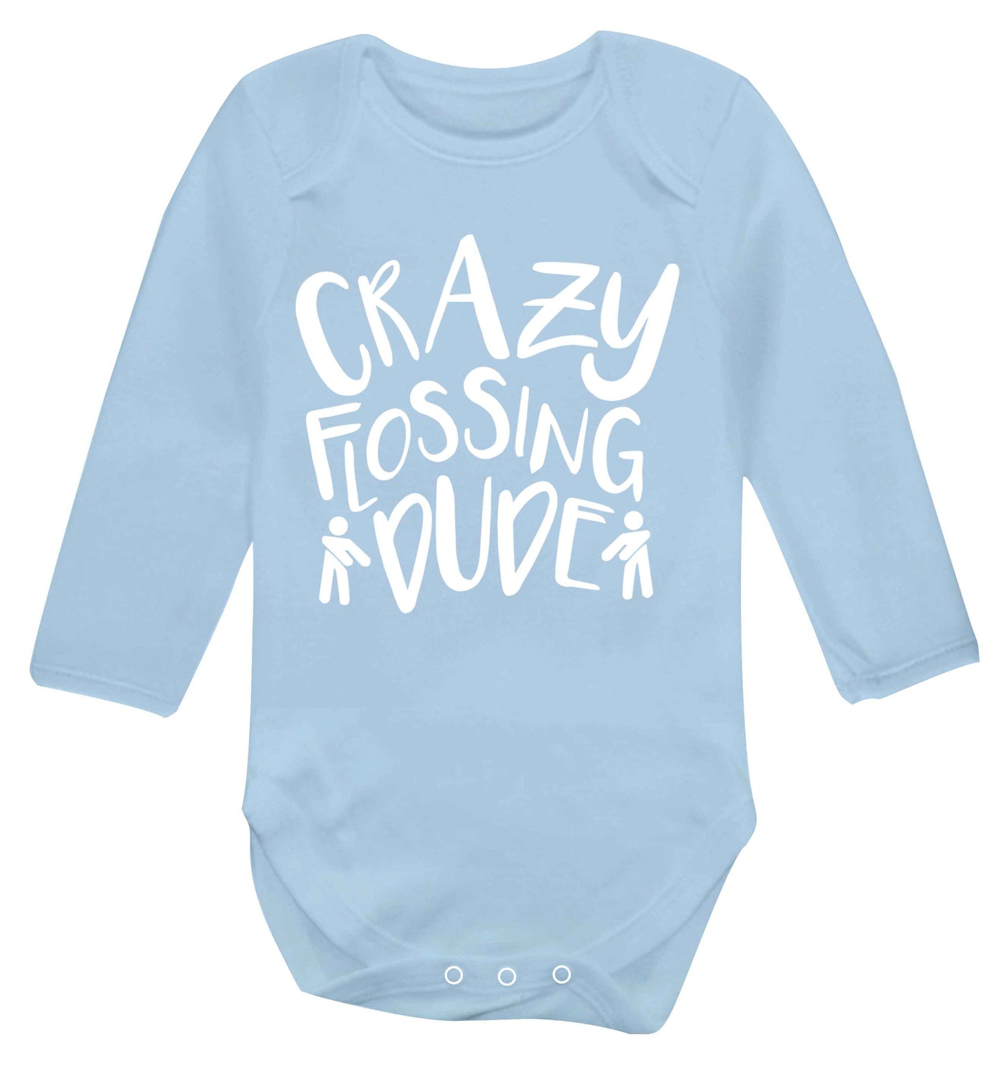 Crazy flossing dude Baby Vest long sleeved pale blue 6-12 months