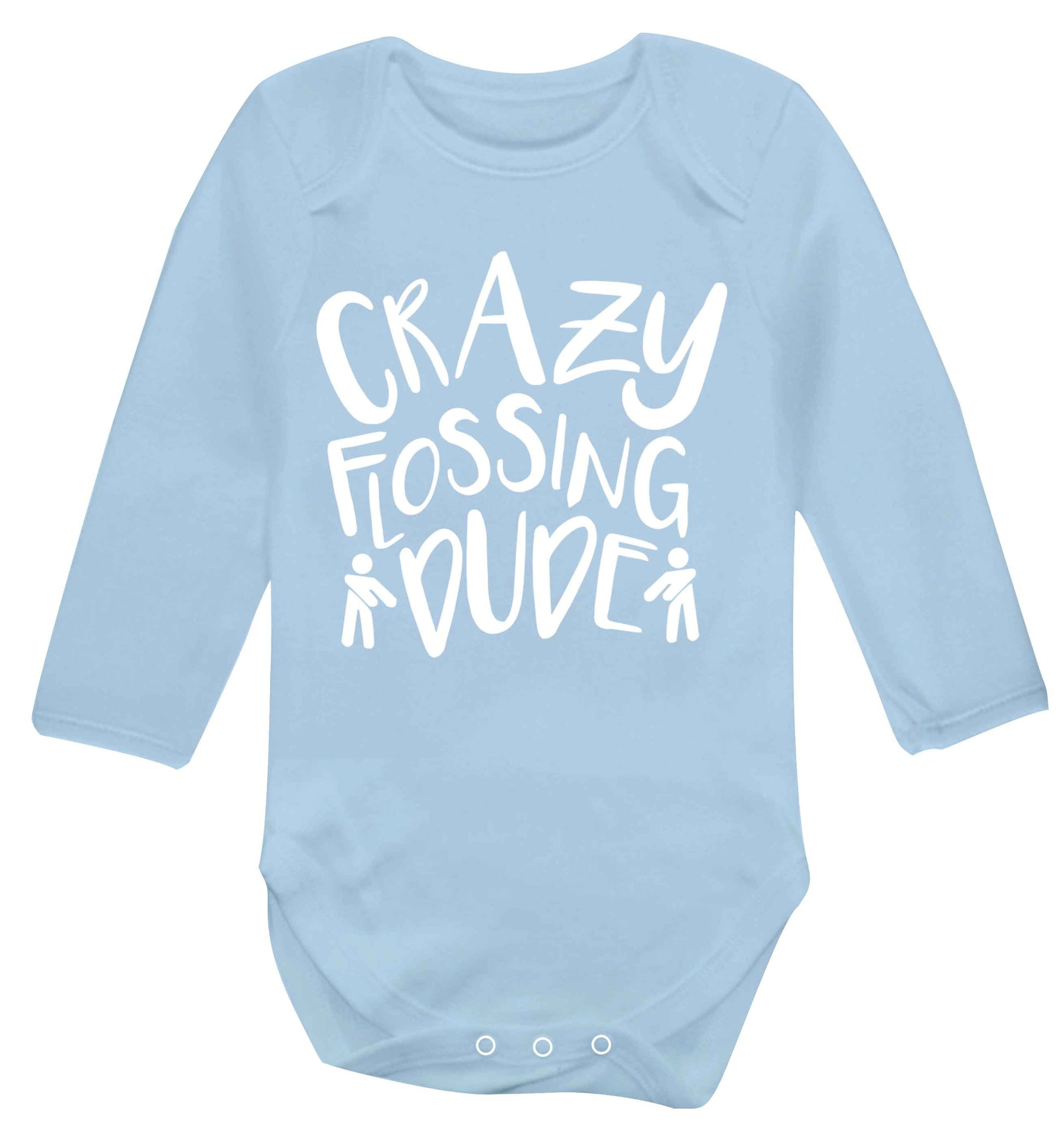 Crazy flossing dude Baby Vest long sleeved pale blue 6-12 months