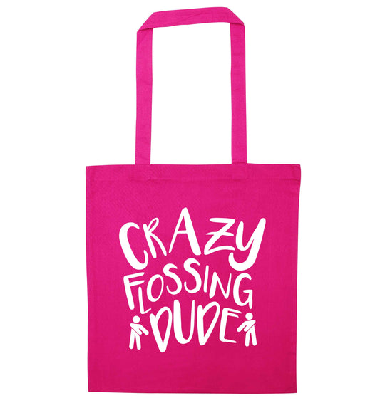 Crazy flossing dude pink tote bag