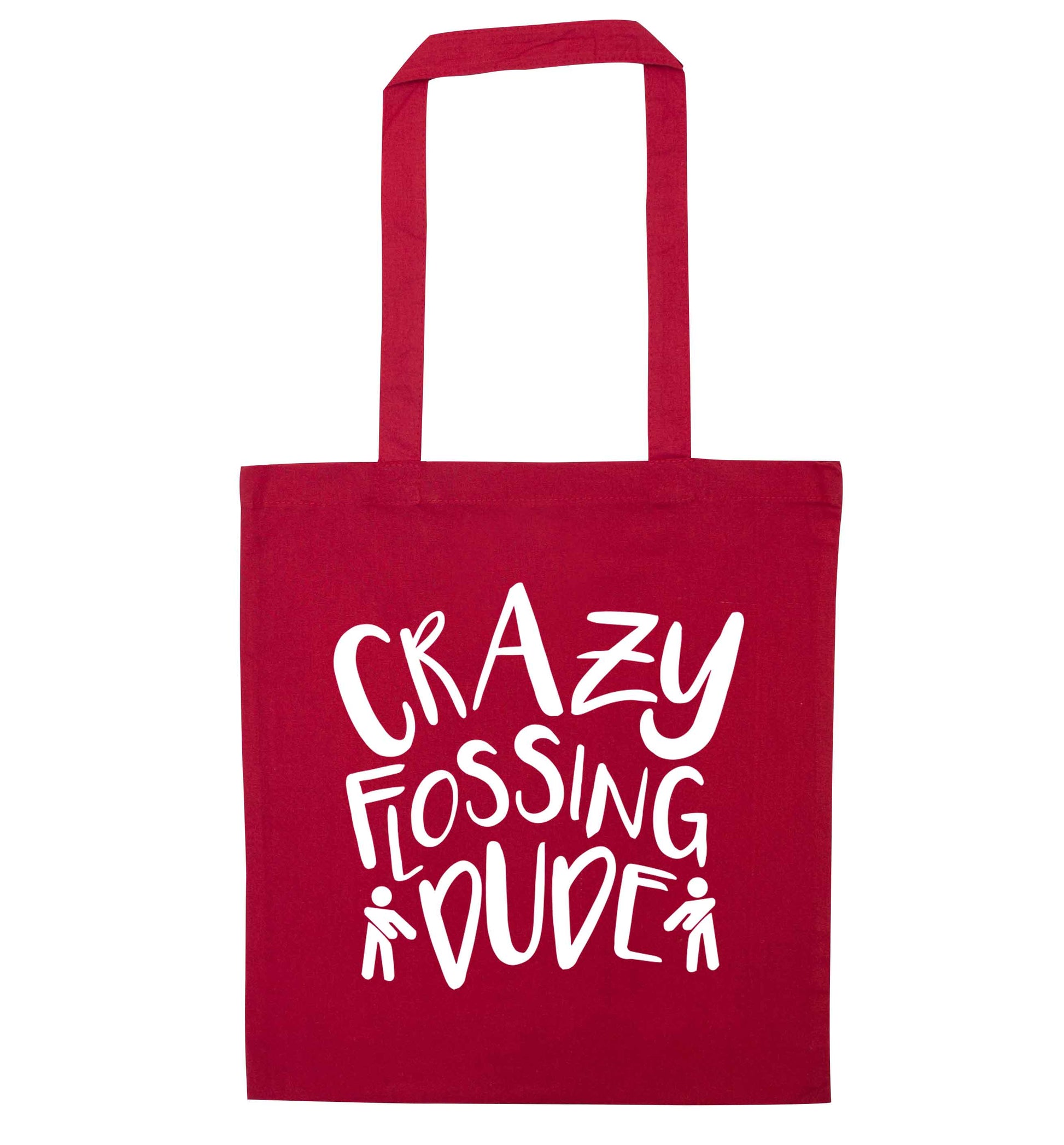 Crazy flossing dude red tote bag