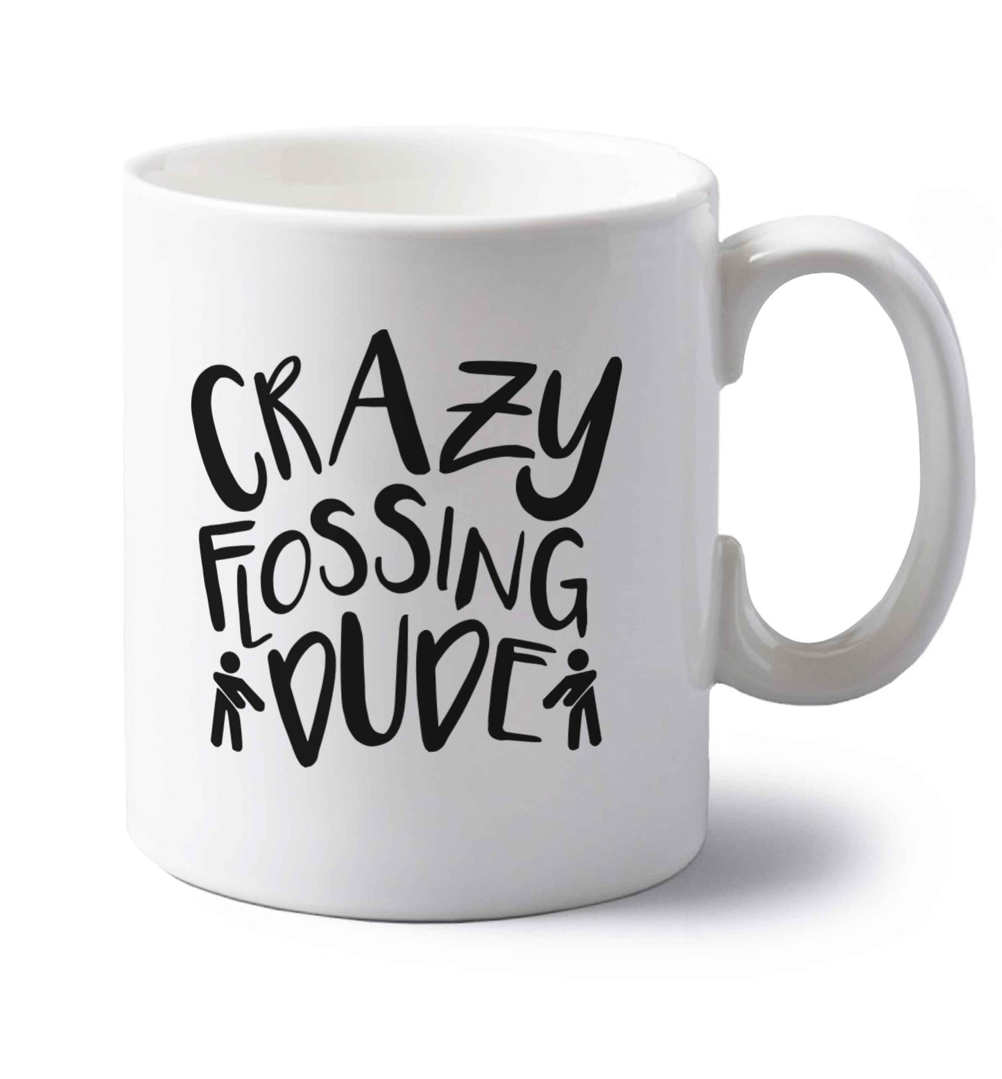 Crazy flossing dude left handed white ceramic mug 