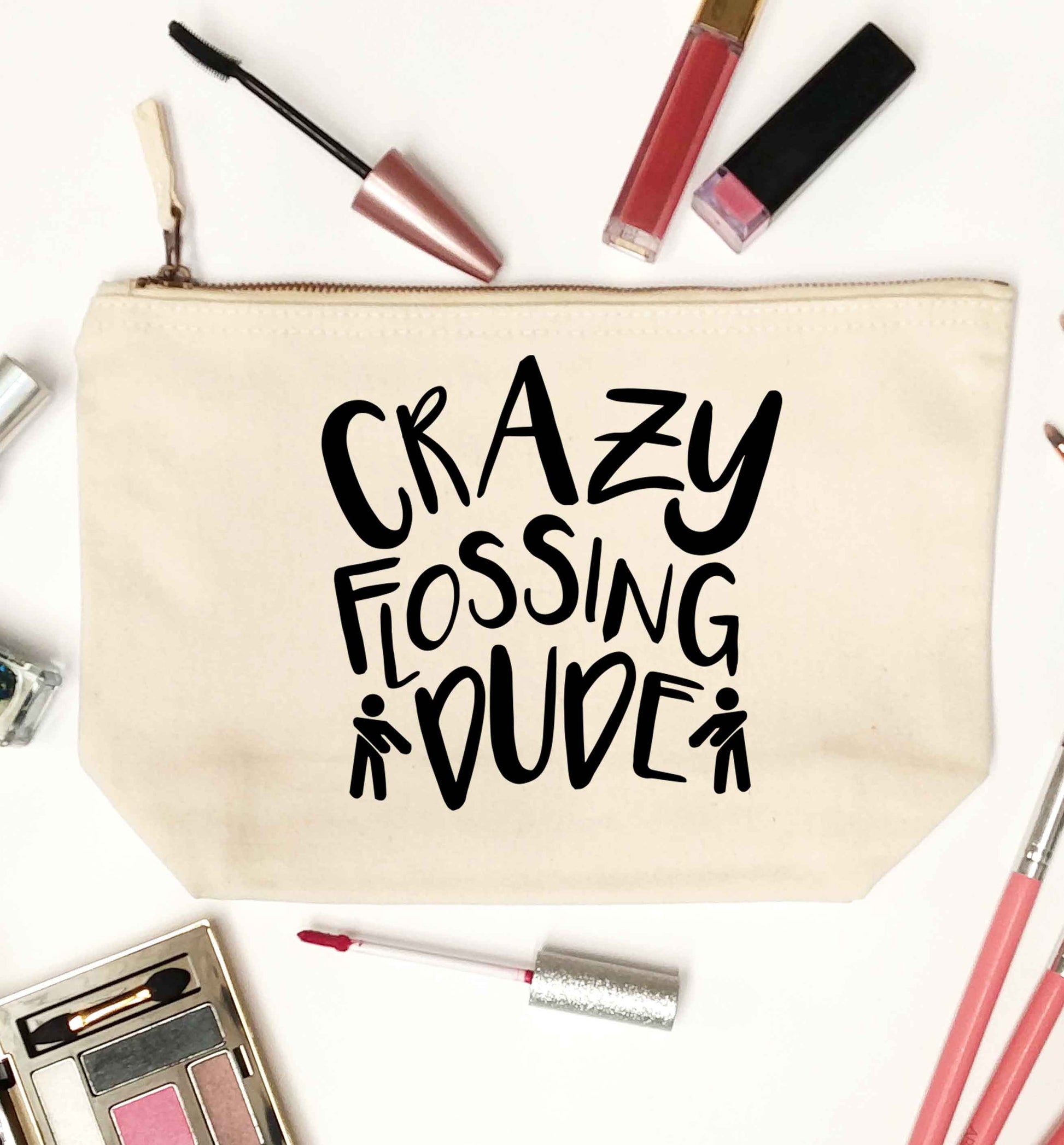 Crazy flossing dude natural makeup bag
