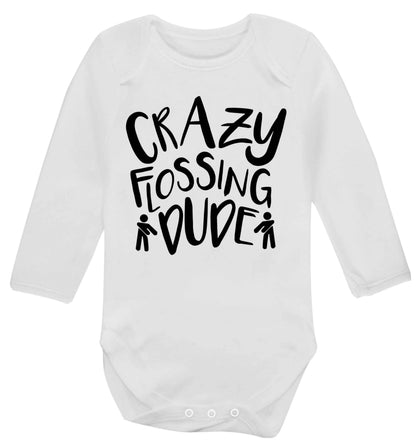 Crazy flossing dude Baby Vest long sleeved white 6-12 months