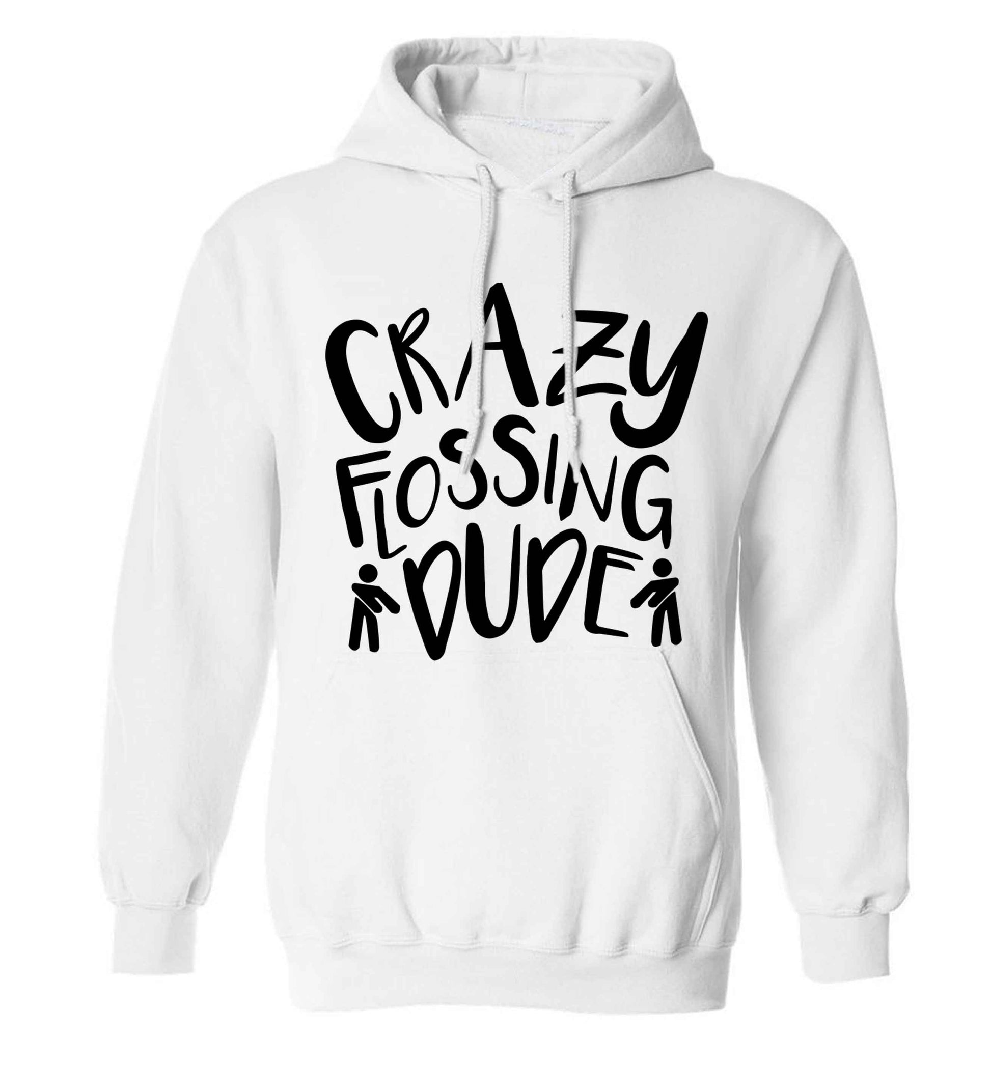 Crazy flossing dude adults unisex white hoodie 2XL
