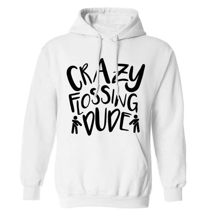 Crazy flossing dude adults unisex white hoodie 2XL
