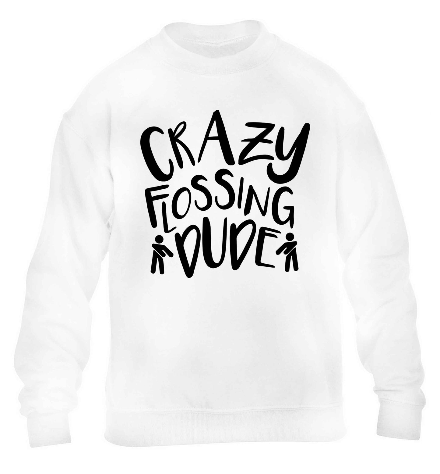 Crazy flossing dude children's white sweater 12-13 Years