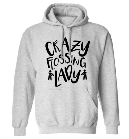 Crazy flossing lady adults unisex grey hoodie 2XL
