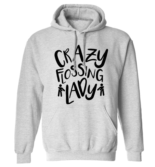 Crazy flossing lady adults unisex grey hoodie 2XL