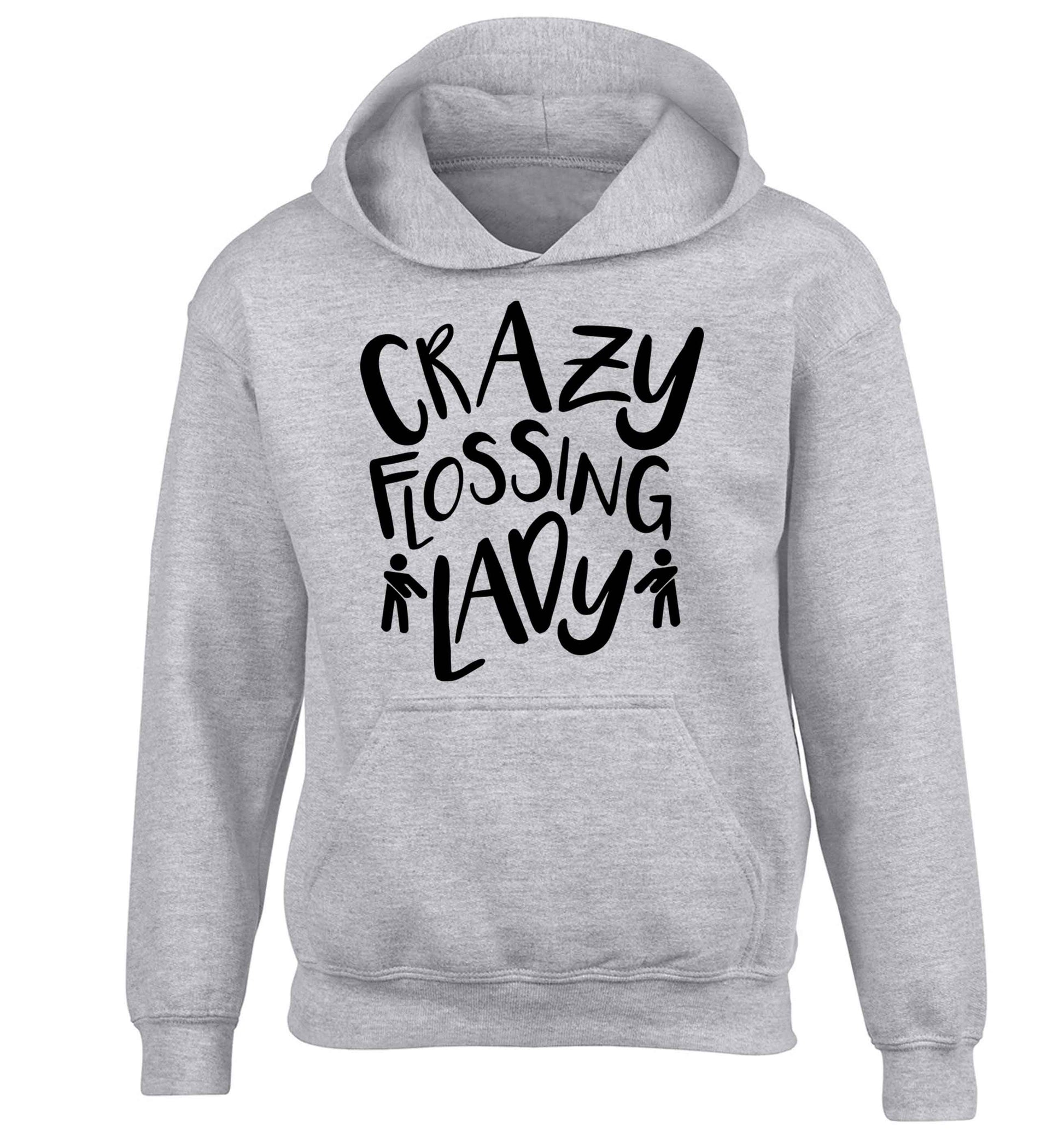 Crazy flossing lady children's grey hoodie 12-13 Years