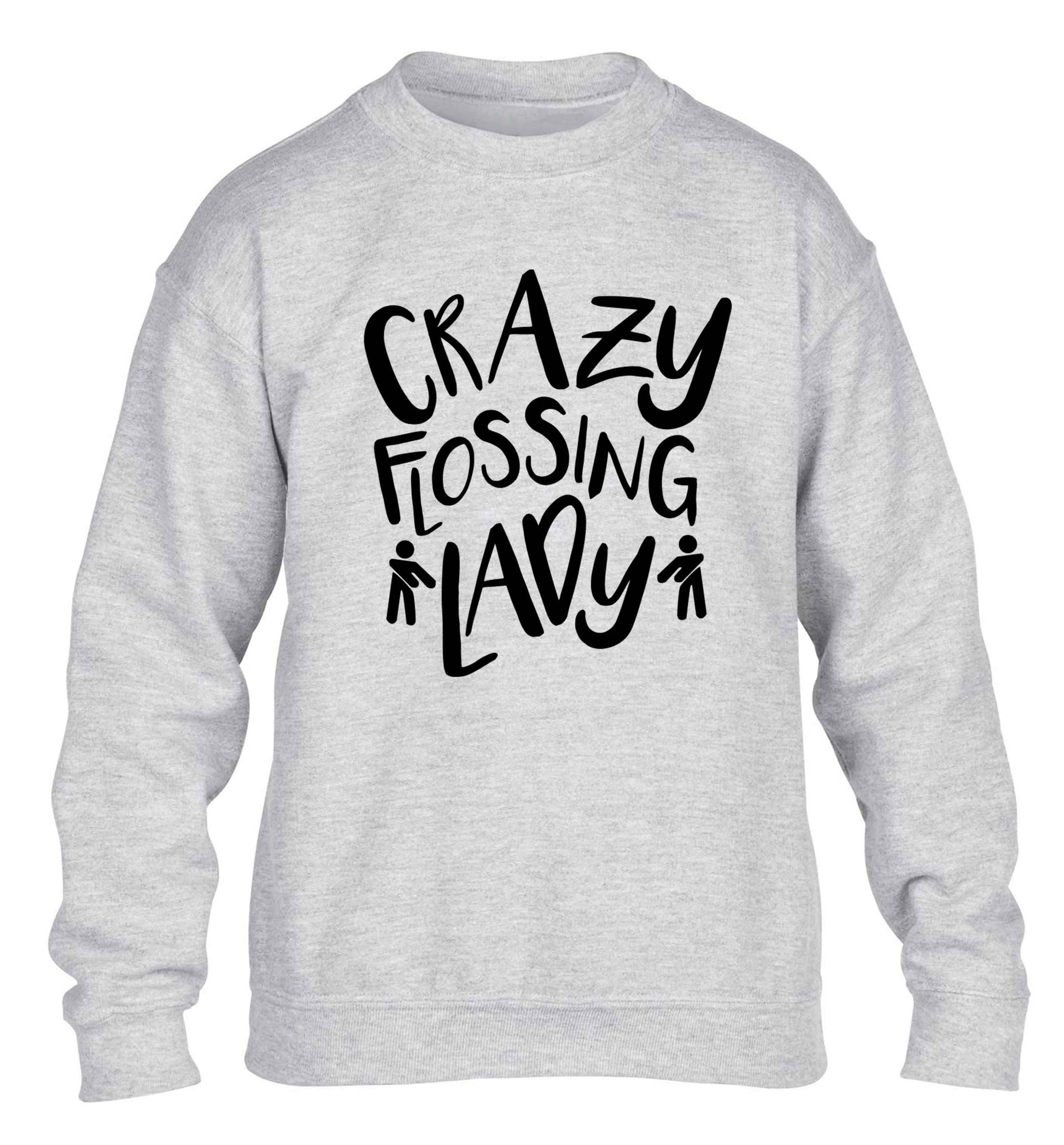 Crazy flossing lady children's grey sweater 12-13 Years