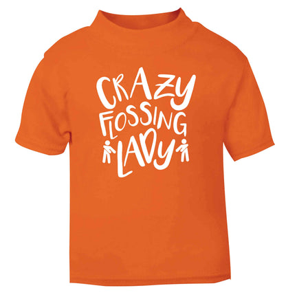 Crazy flossing lady orange Baby Toddler Tshirt 2 Years