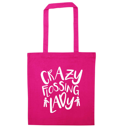 Crazy flossing lady pink tote bag